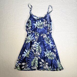 ROXY BEACHY VIBES INDIGO SEASIDE TROPICS SUNDRESS/COVERUP SIZE MEDIUM FLORAL‎